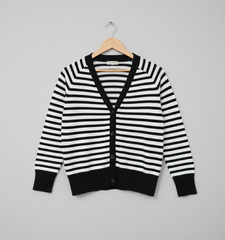 Striped Acrylic Cardigan-Black & White