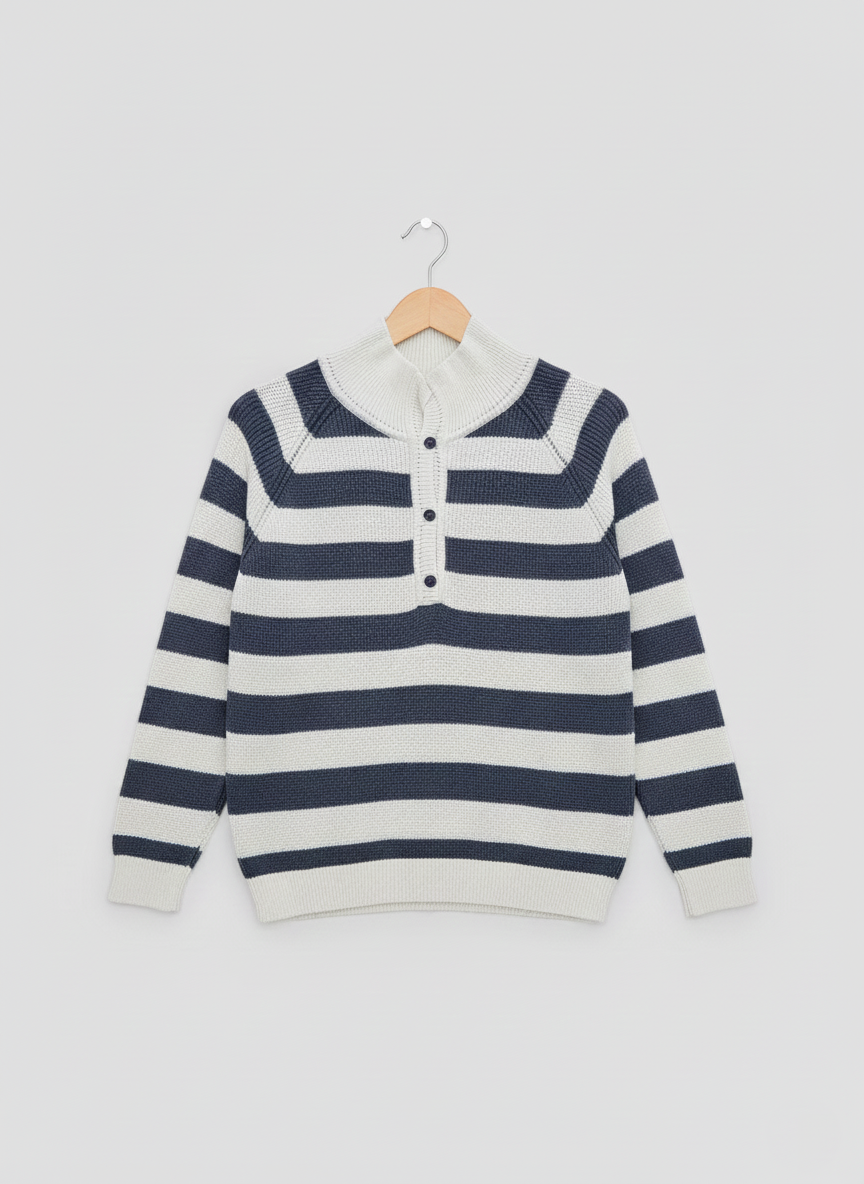 Striped Raglan Sweater – Charcoal