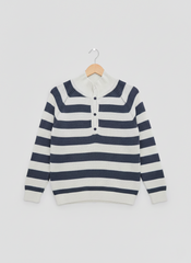 Striped Raglan Sweater – Charcoal