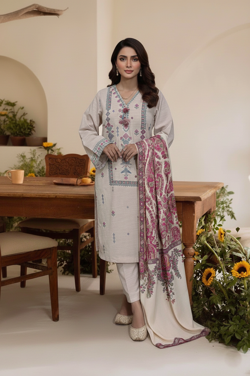 Embroidery 3 Pieces Khaddar