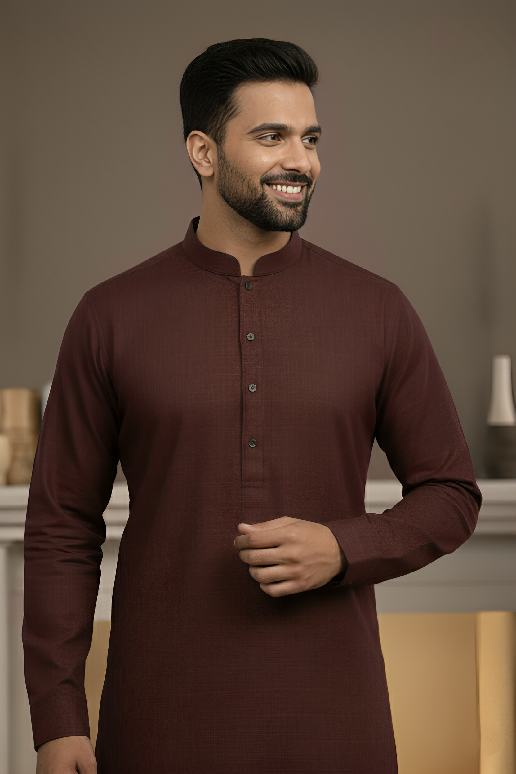 Vintage-Dark Mahroon Kameez Shalwar