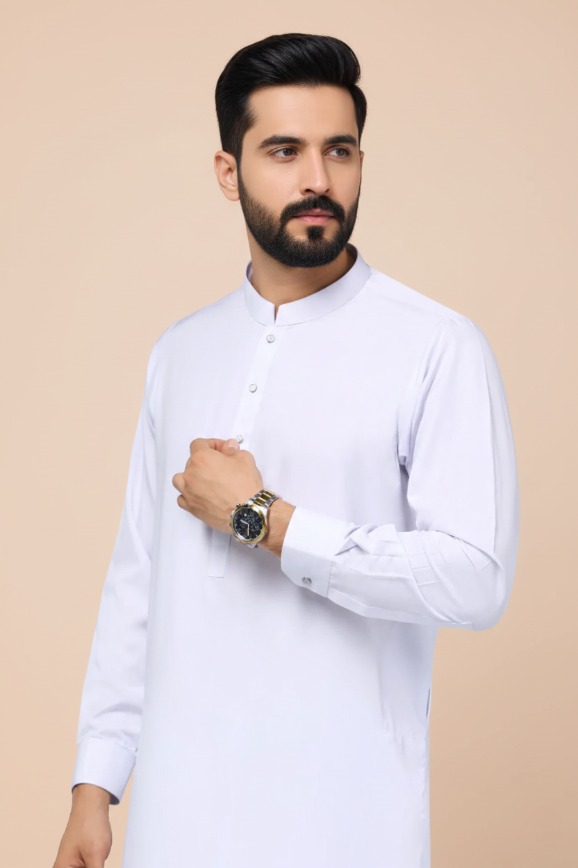Men’s White Black Shalwar Kameez