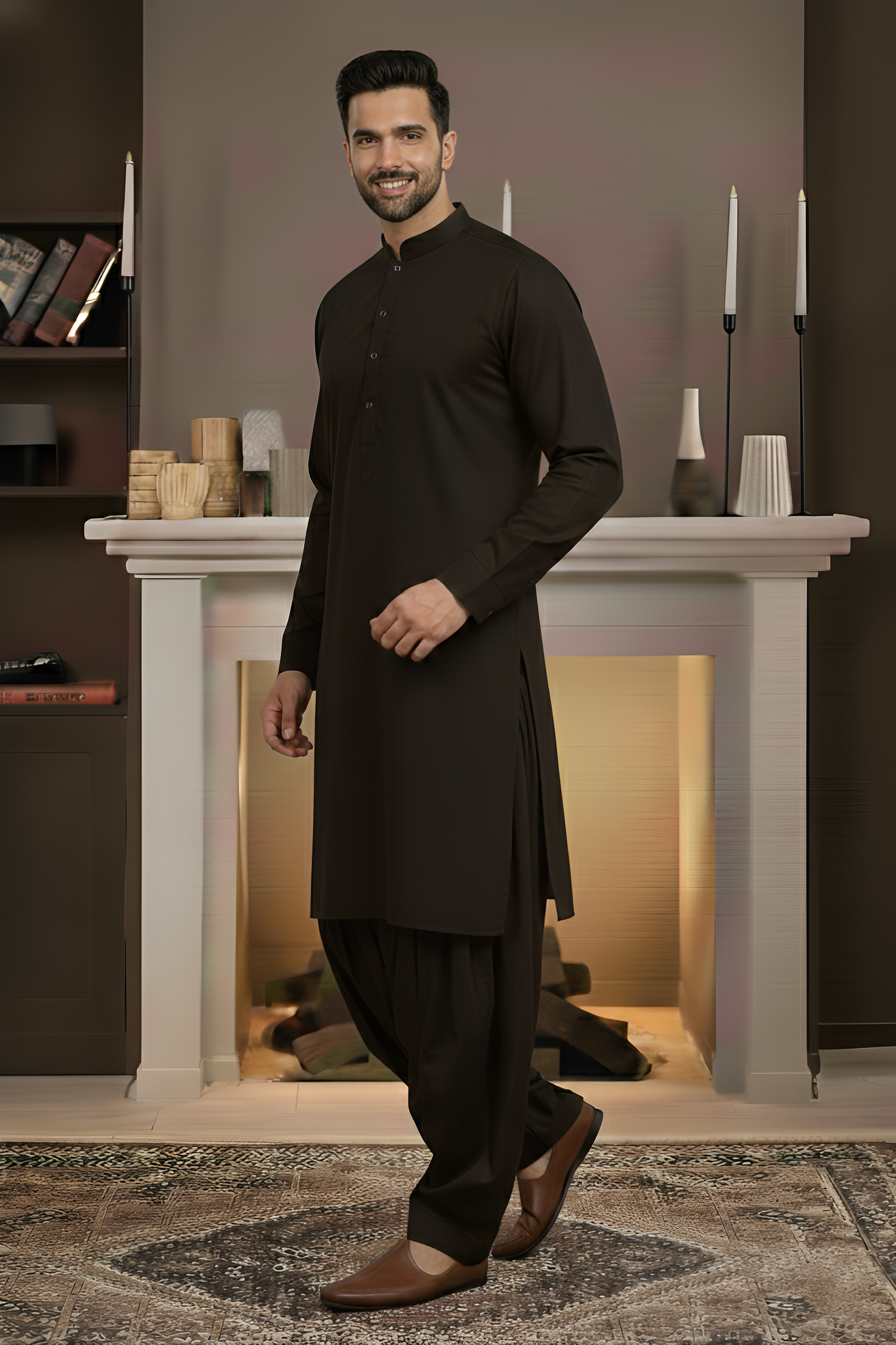 Vintage-Charcoal Kameez Shalwar