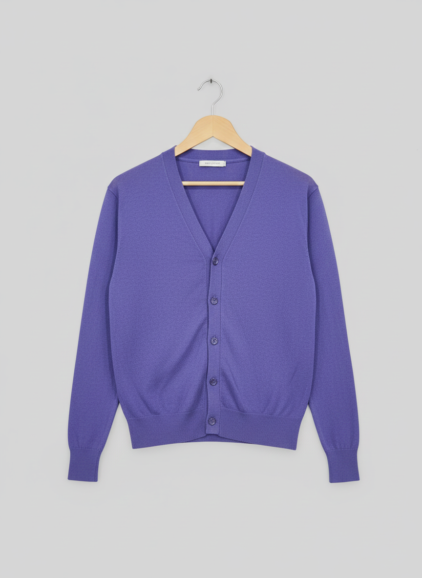 Classic Cotton Cardigan – Purple