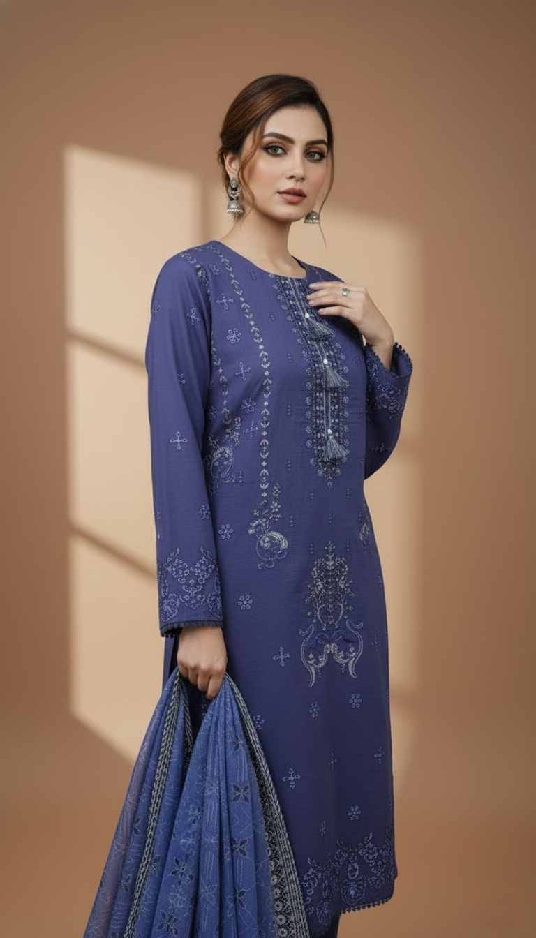 Embroidered 3 Pieces Cotton