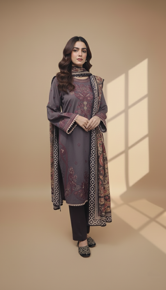 Embroidered 3 Pieces Khaddar
