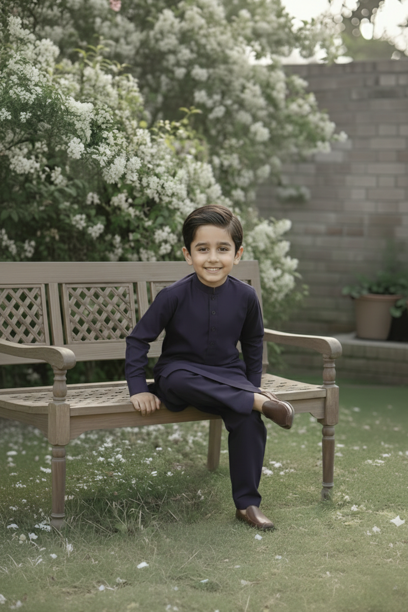 Sugarcan- Boy Dark Blue Kameez Shalwar