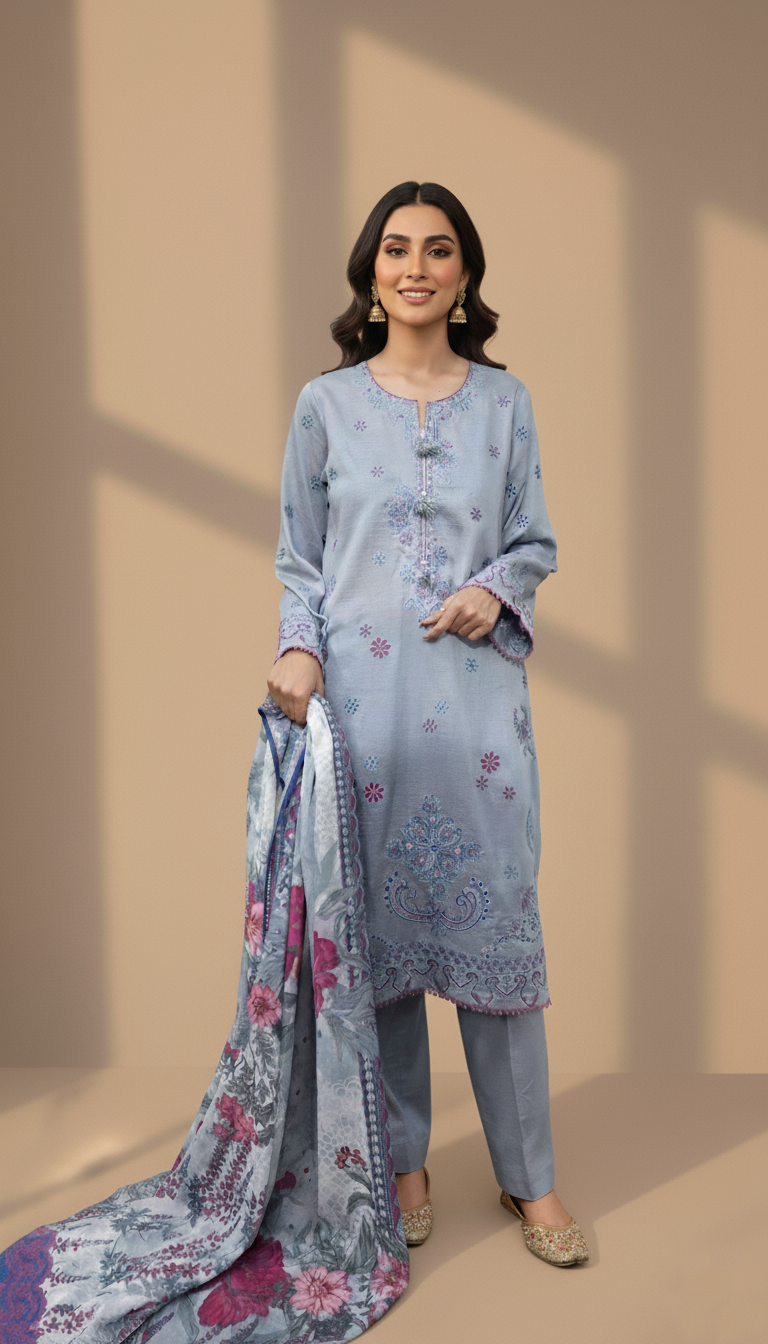 Embroidered 3 Pieces Cotton