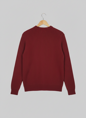 Kids Cotton Ribbed Sweater-Mahroon
