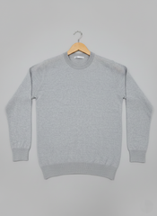 Kids Classic Crew Neck Knit Sweater – Light Grey