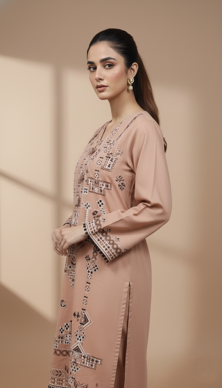 Embroidered 3 Pieces Khaddar