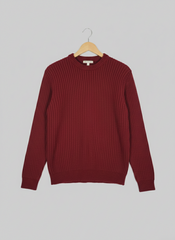 Kids Cotton Ribbed Sweater-Mahroon