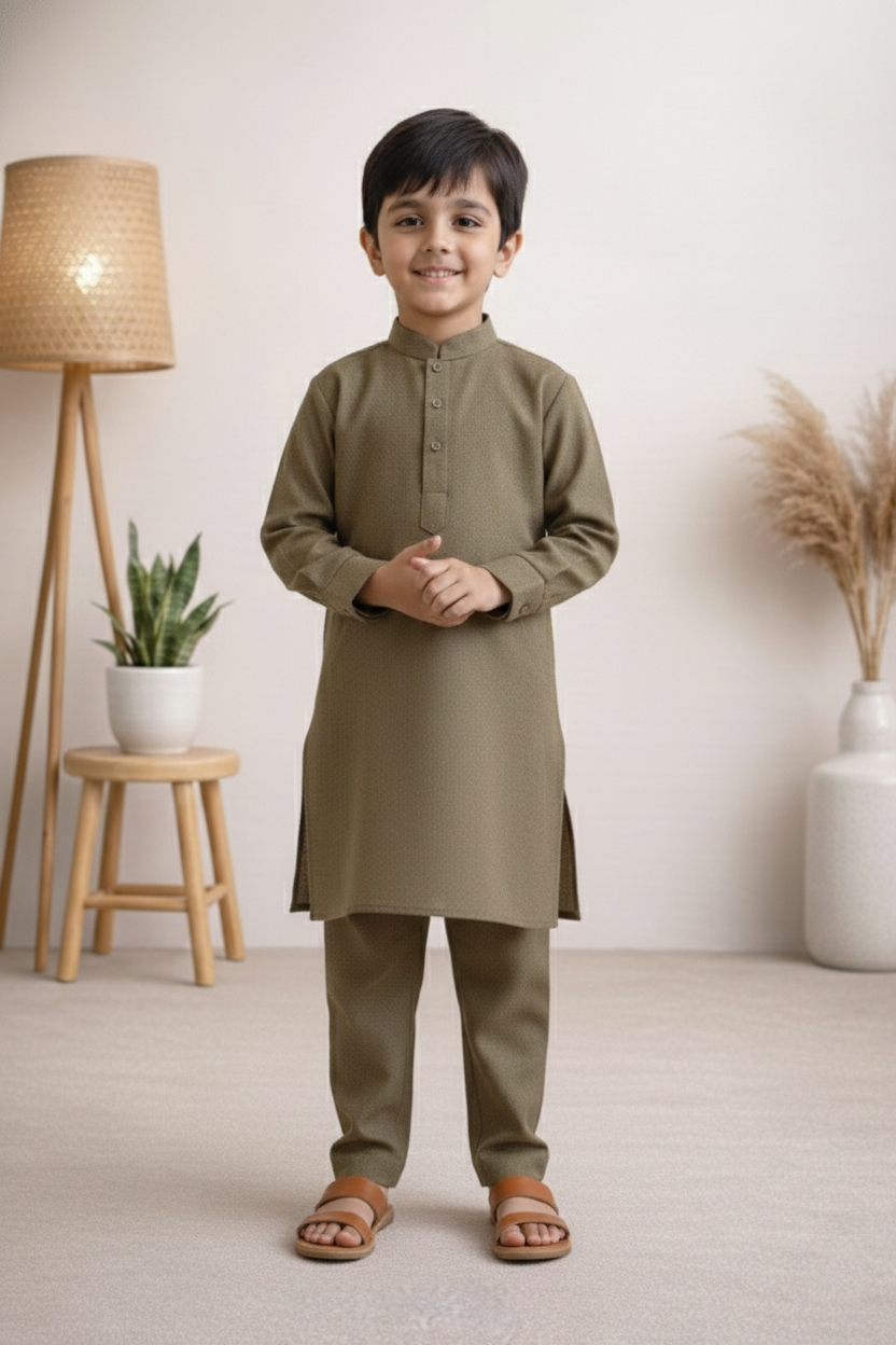 Gentle Men- Boy Coffee Kameez Shalwar
