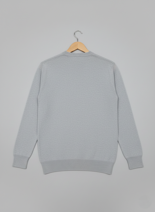 Kids Classic Crew Neck Knit Sweater – Light Grey
