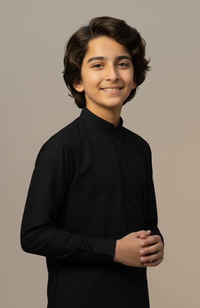 Boys Classic Black Shalwar Kameez
