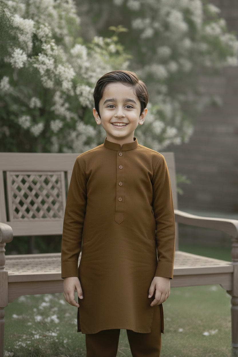 Sugarcan- Boy Brown Kameez Shalwar