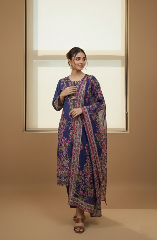 Embroidered 3 Pieces Lawn