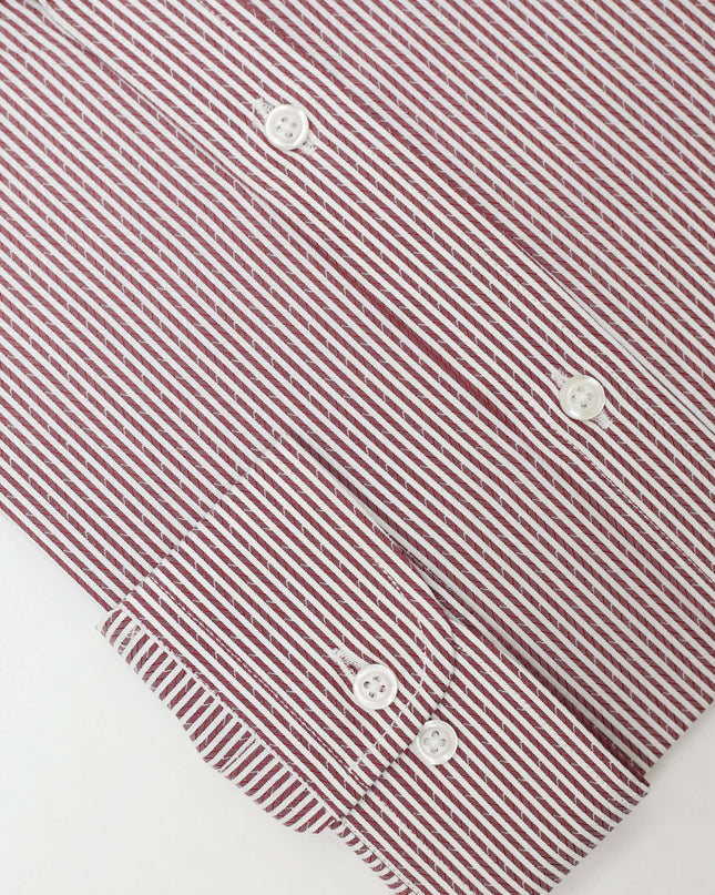 Men Casual Shirt Stripe Shirt Band Collar