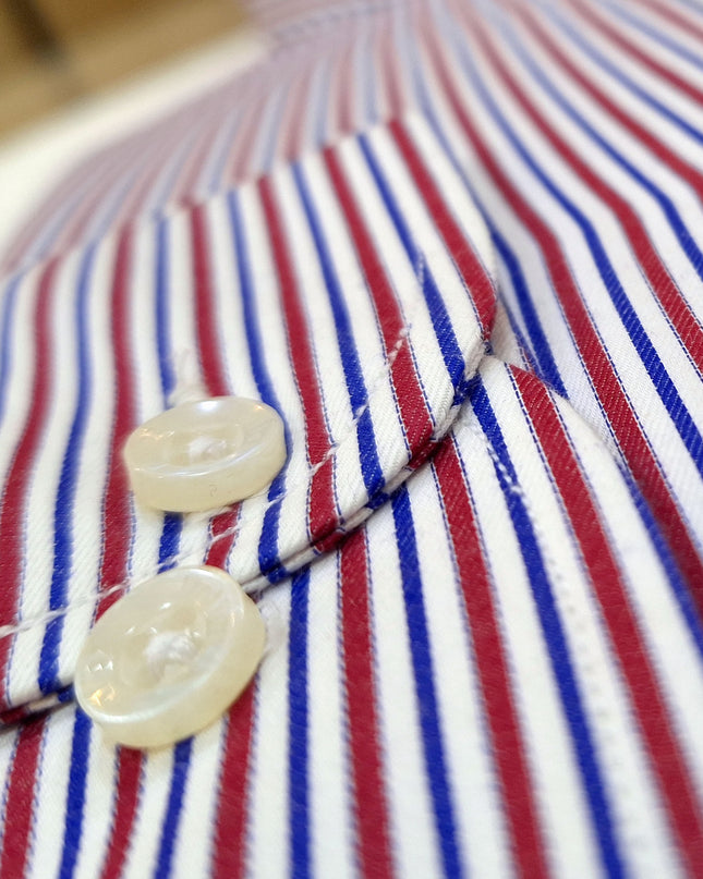 Men Casual Shirt Stripe Shirt Band Collar
