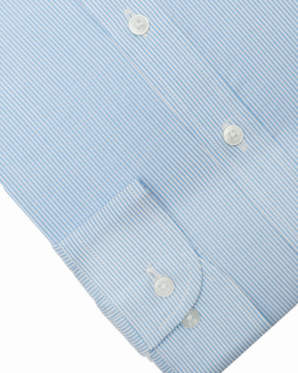 Men Casual Shirt Stripe Shirt Band Collar