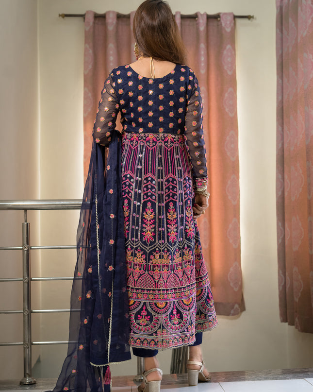 Navy-Blue-Embroidered 3-Piece Suit