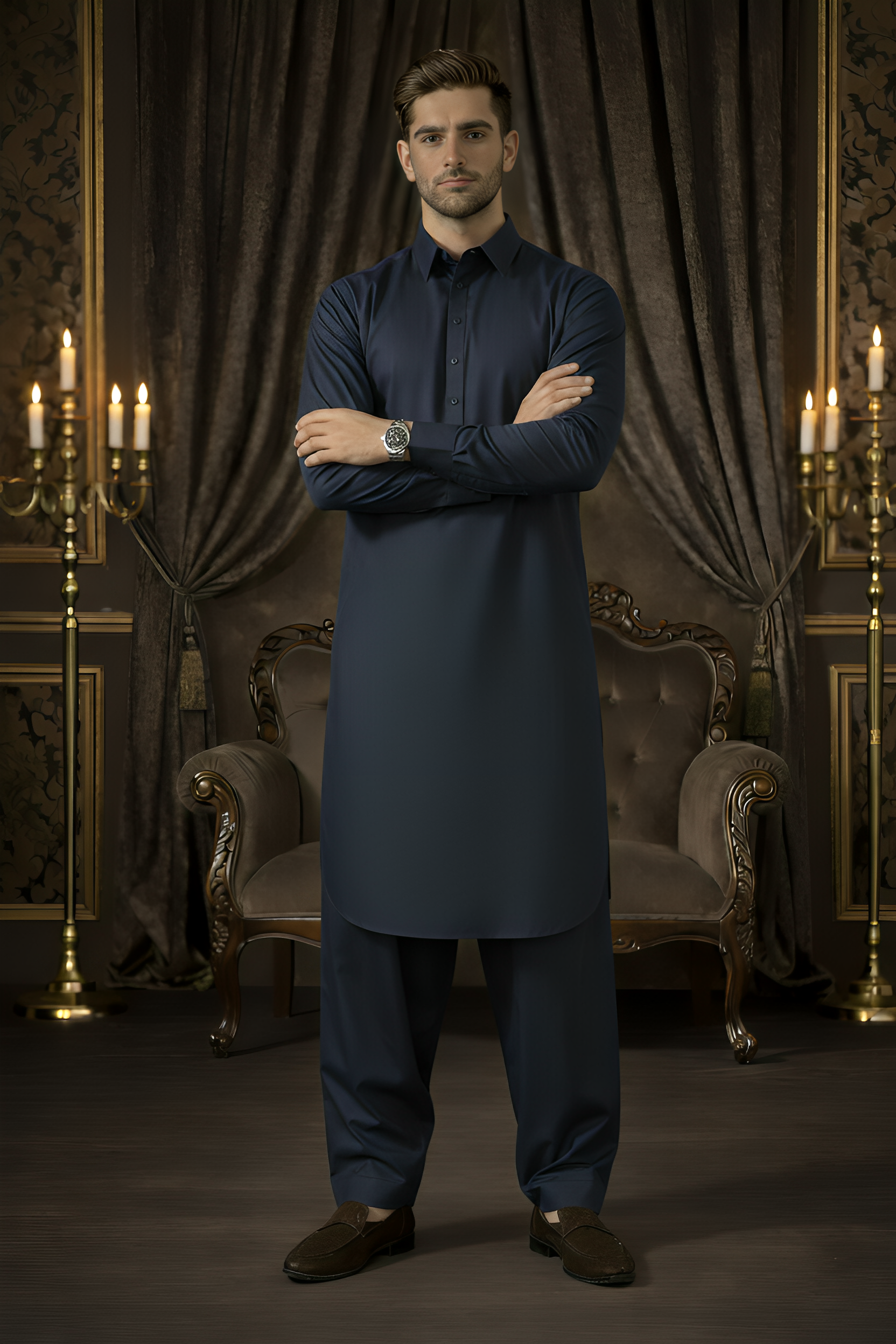 China Boski- Navy Kameez Shalwar