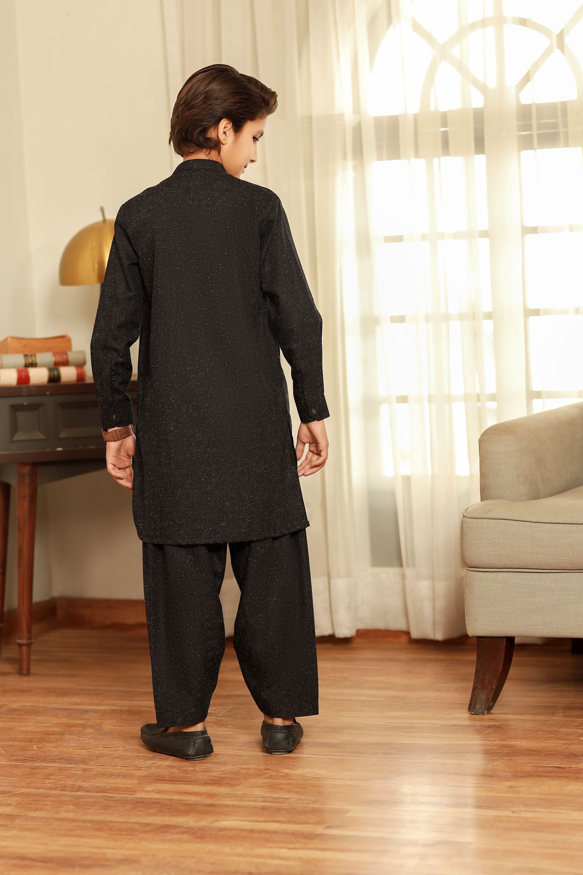 Gentle Men- Boy Black Kameez Shalwar