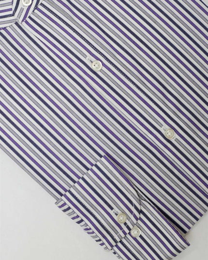 Men Casual Shirt Stripe Shirt Band Collar
