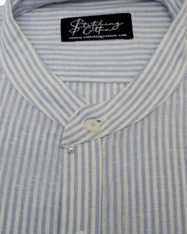 Men Casual Shirt Lining Band Collar
