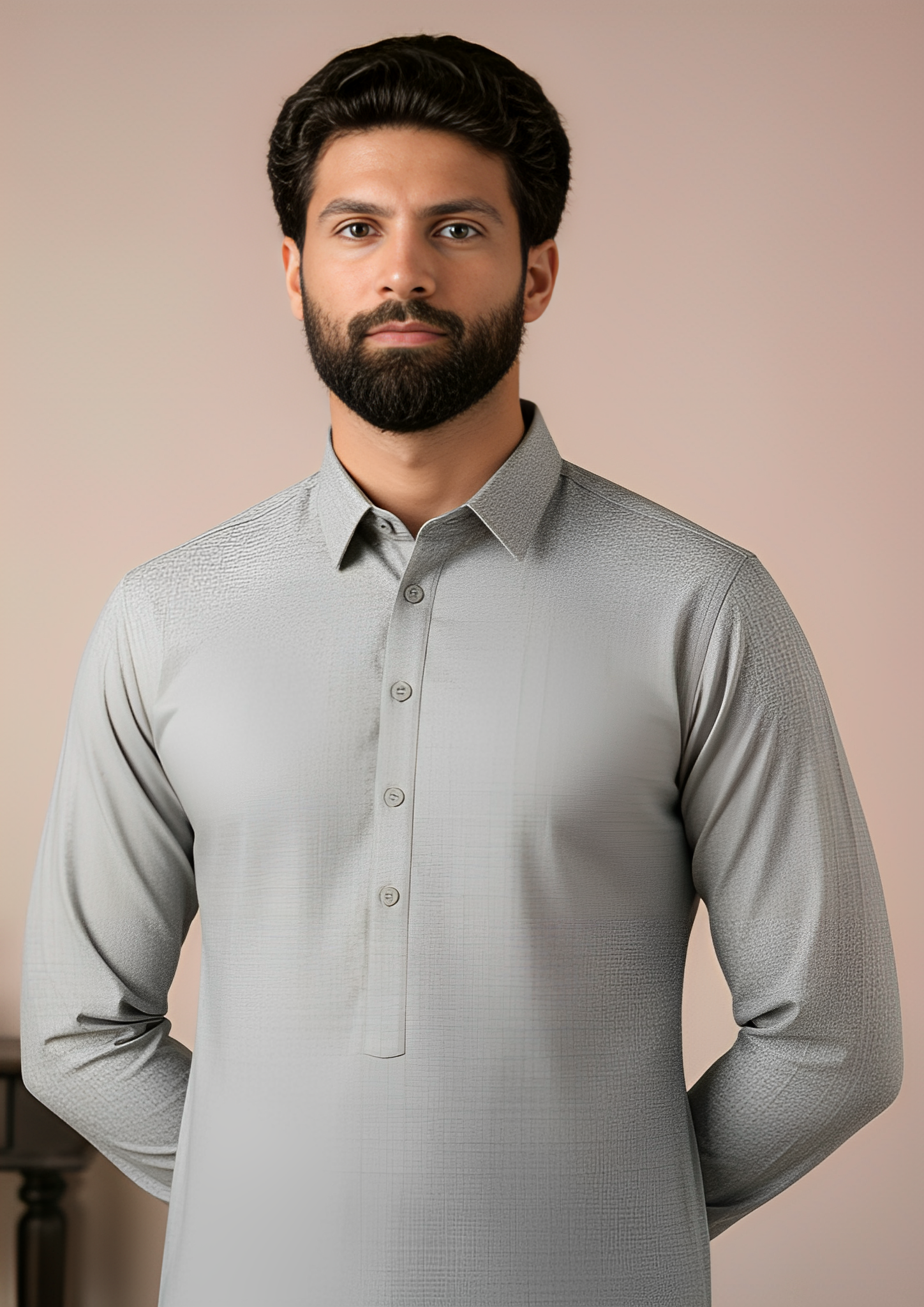 Gold Medal Style- Ash Grey Kameez Shalwar