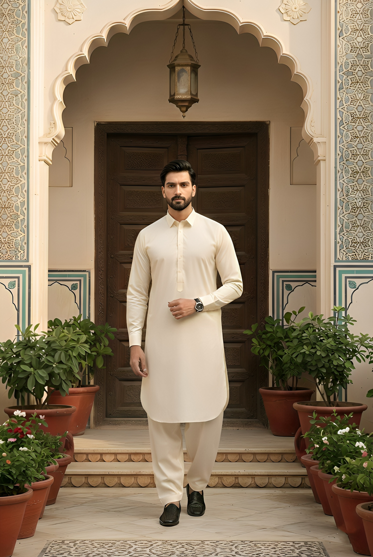 Dream Style- Cream Kameez Shalwar