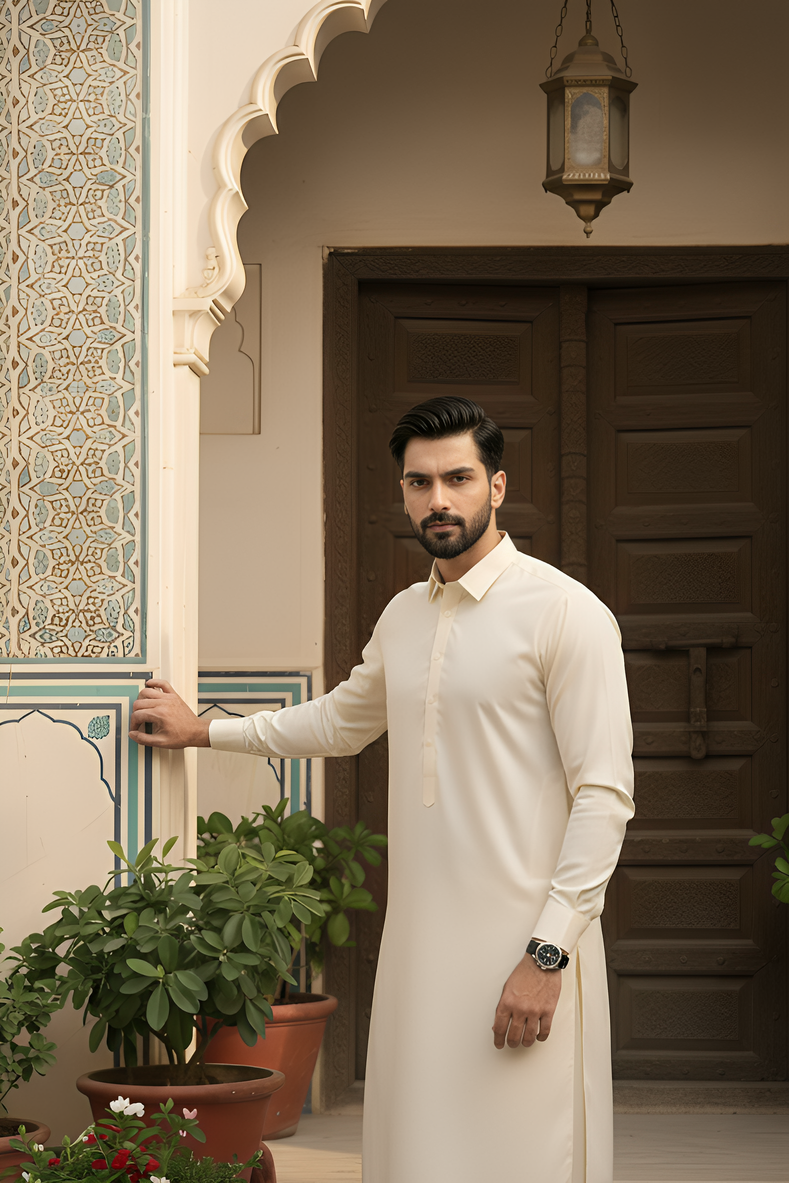 Dream Style- Cream Kameez Shalwar