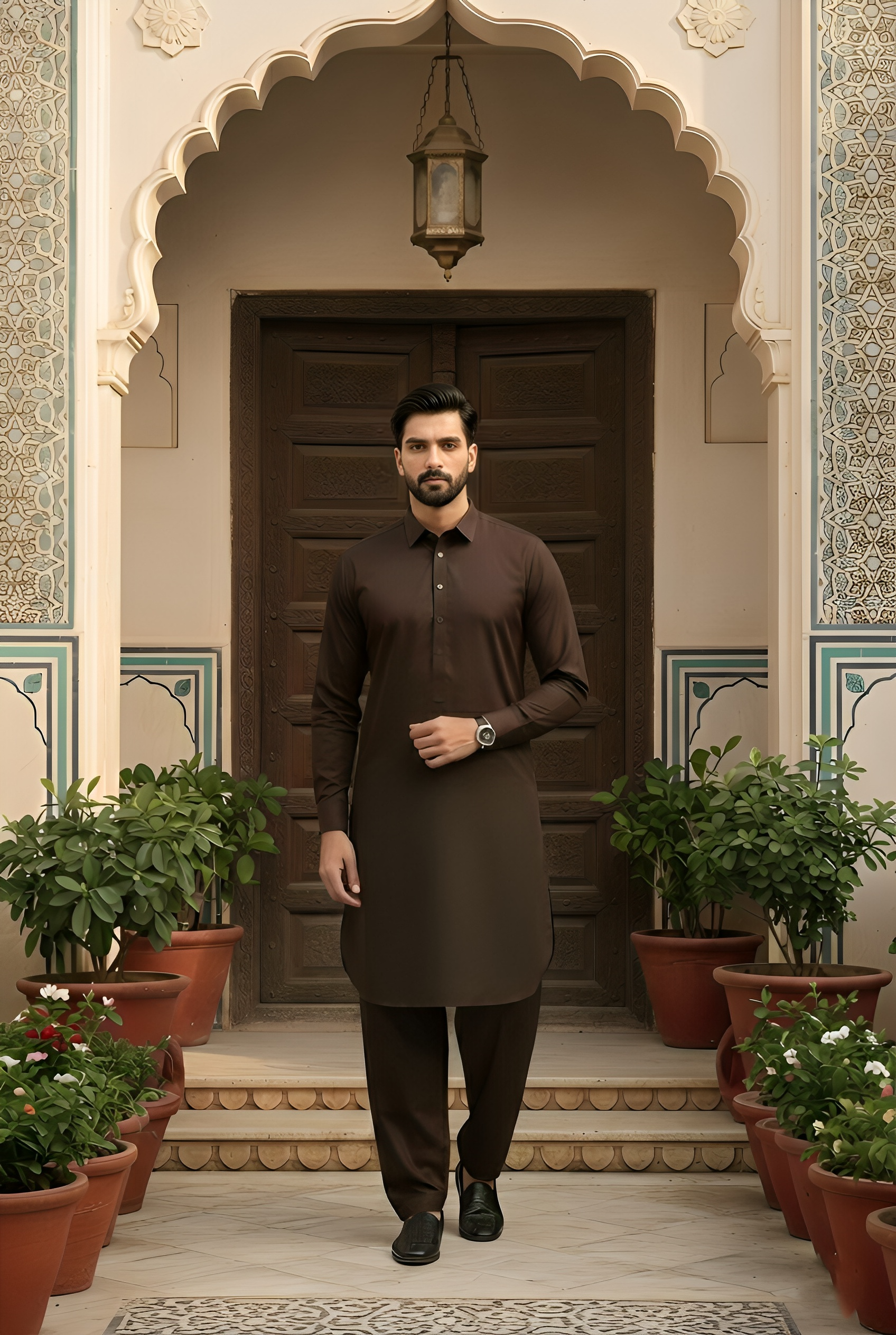 Dream Style- Dark Brown Kameez Shalwar