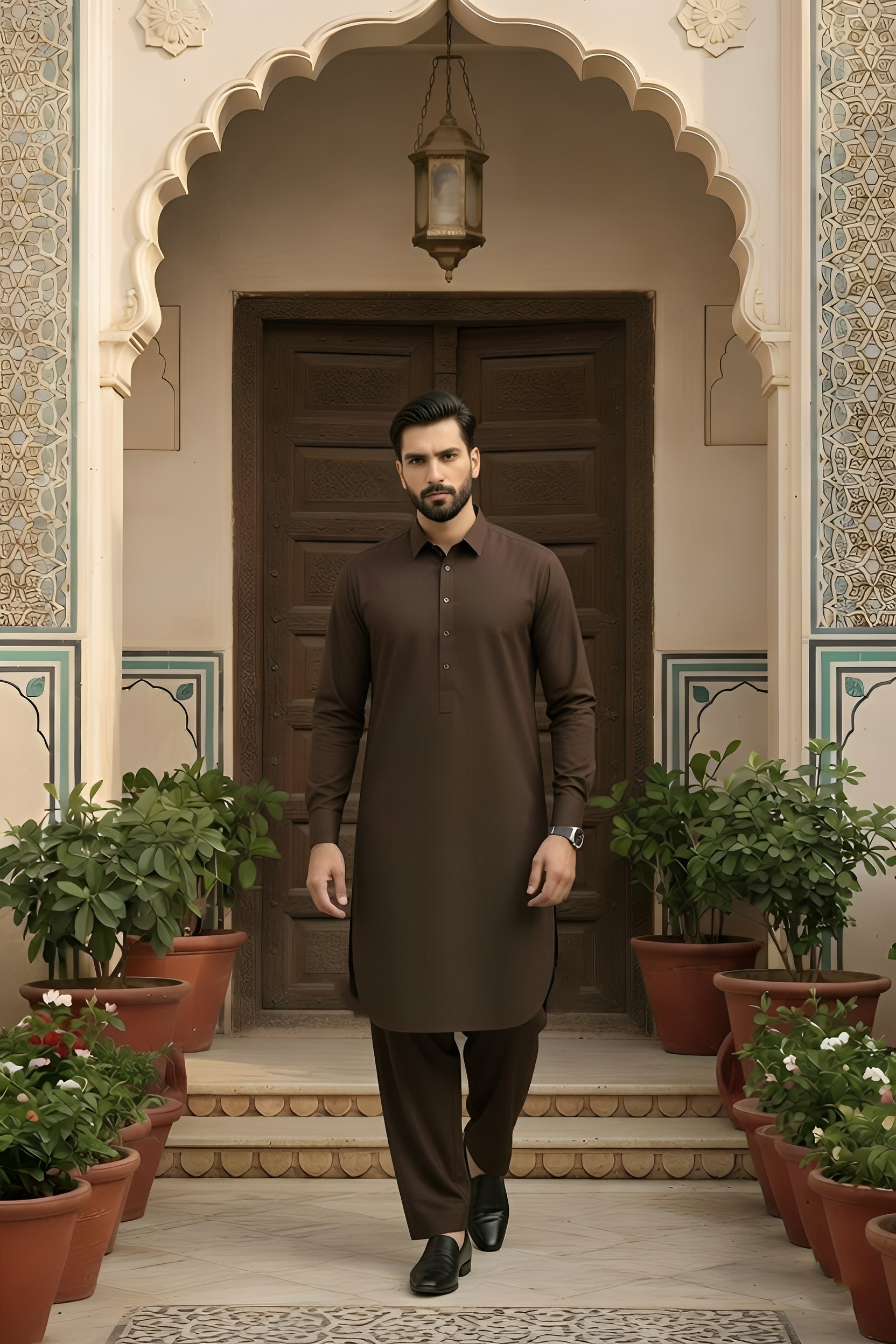 Dream Style- Dark Brown Kameez Shalwar