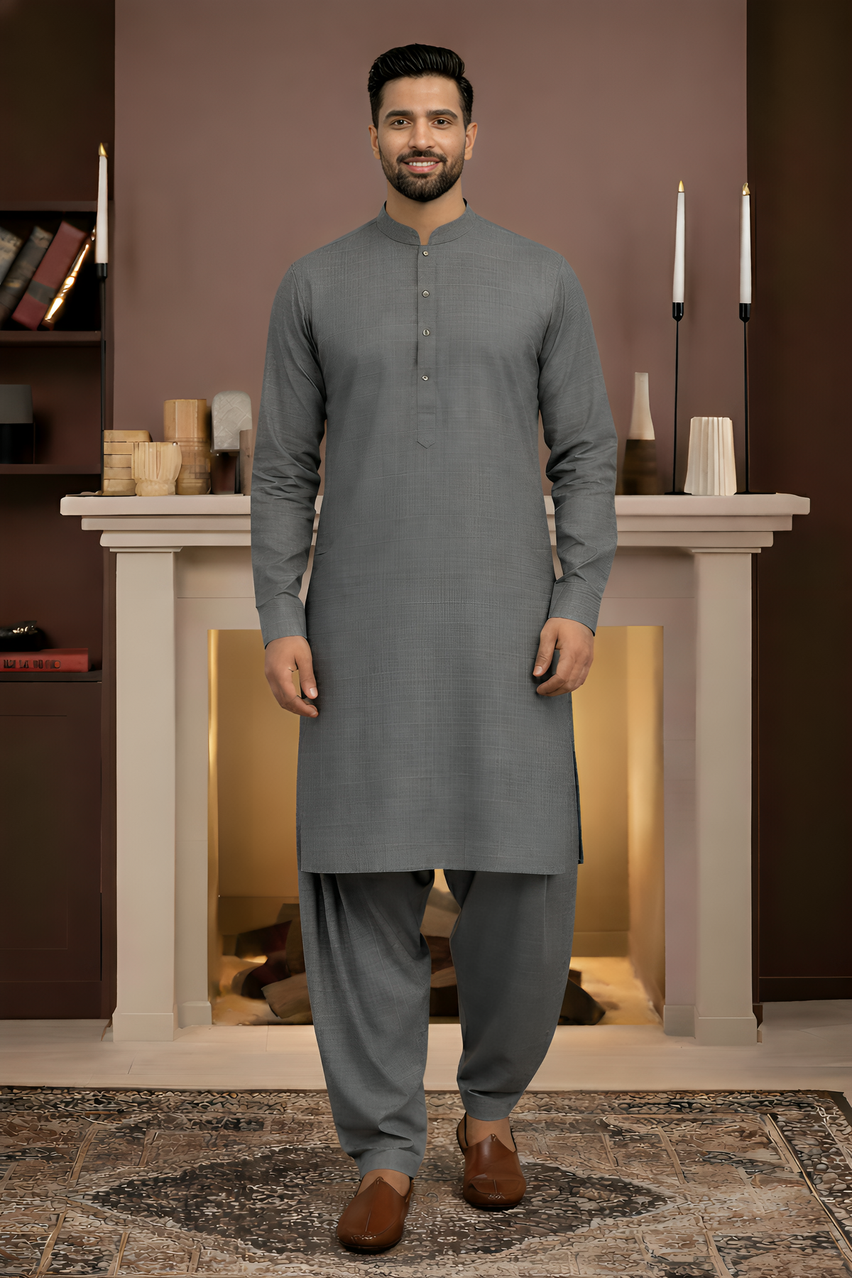 Vintage-D-Grey Kameez Shalwar