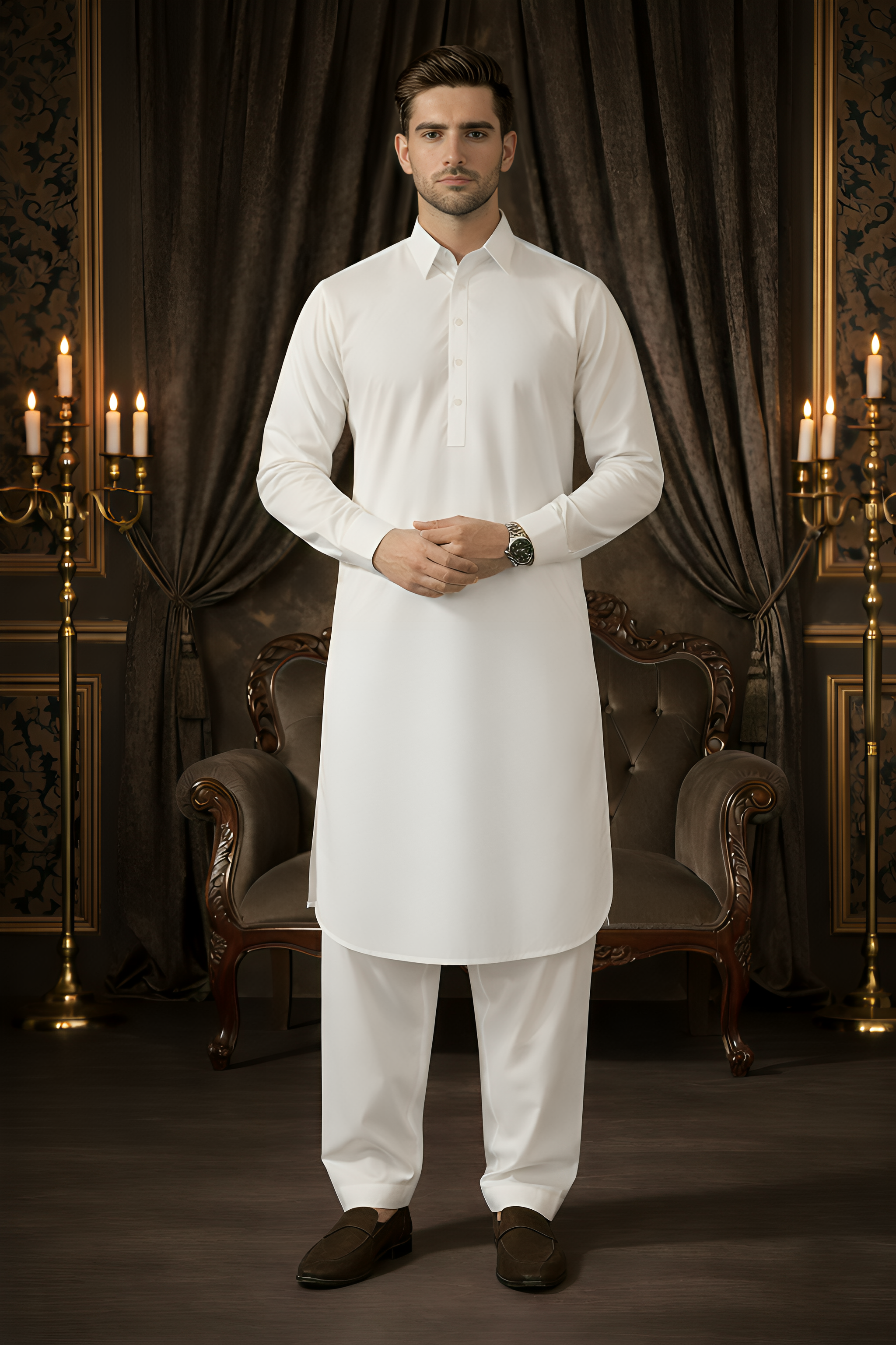 China Boski- White Kameez Shalwar