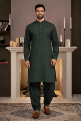 Vintage-Bottle Green Kameez Shalwar