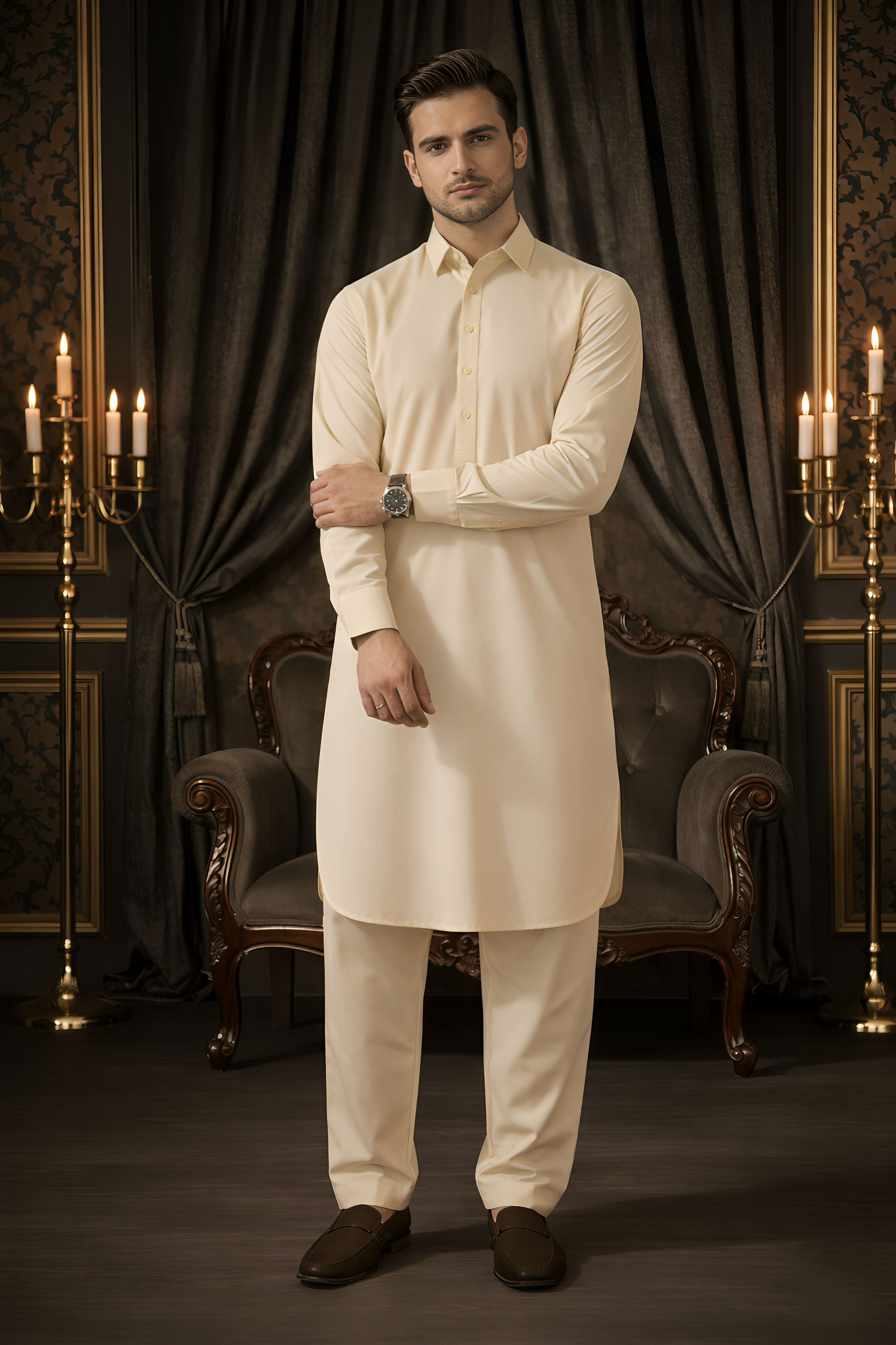 China Boski- Cream Kameez Shalwar