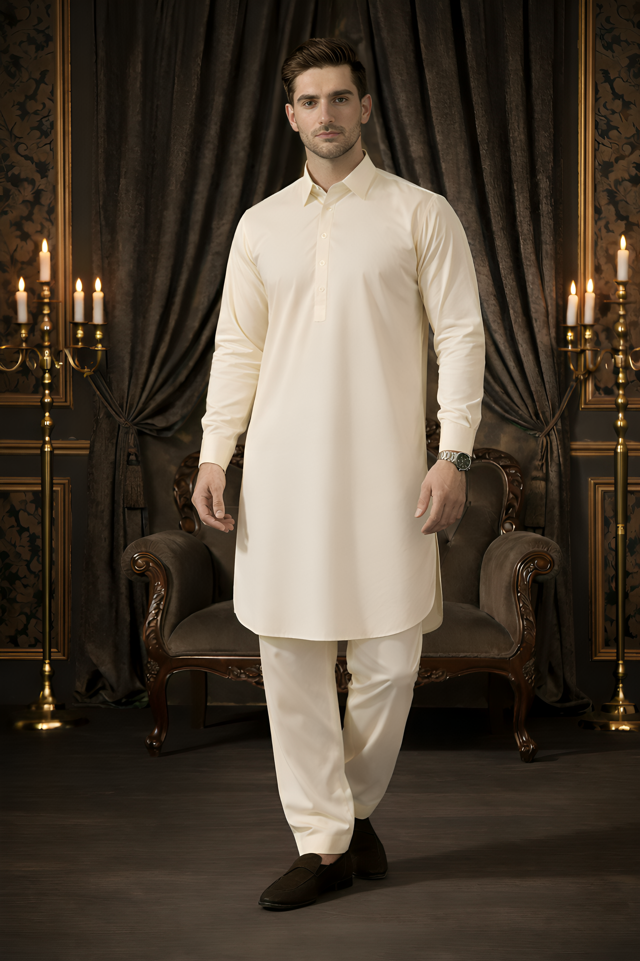 China Boski- Off White Kameez Shalwar