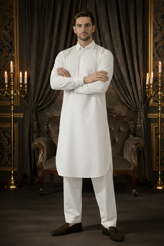 China Boski- White Kameez Shalwar